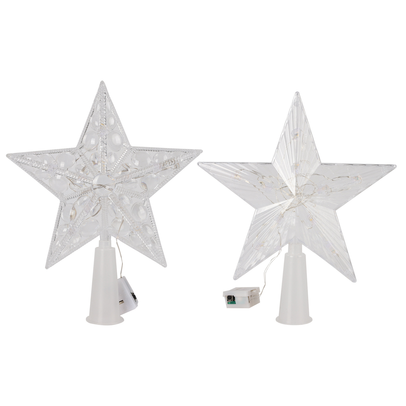 Christmas New luminous tree top star Christmas tree decoration supplies cross-border for Christmas transparent five-pointed star with light