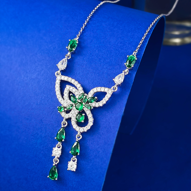 Women's S925 Silver Butterfly Tassel Pendant Necklace - Classic, Simple and Fashionable Diamond - studded Collar Chain