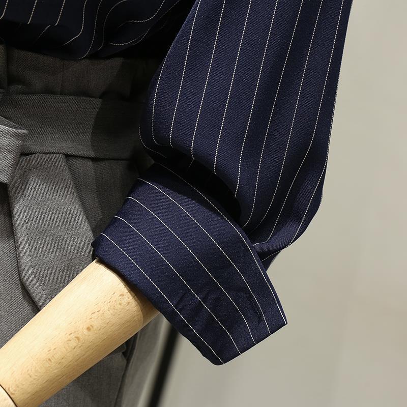 2024 new women's striped shirt design sense niche temperament retro Hong Kong style business wear spring and autumn clothing shirt