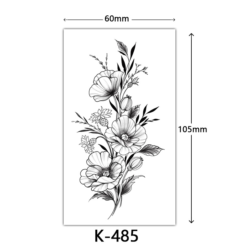 Small Fresh tattoo Sticker English Letter Flower Butterfly Sketch Line Waterproof tattoo Sticker