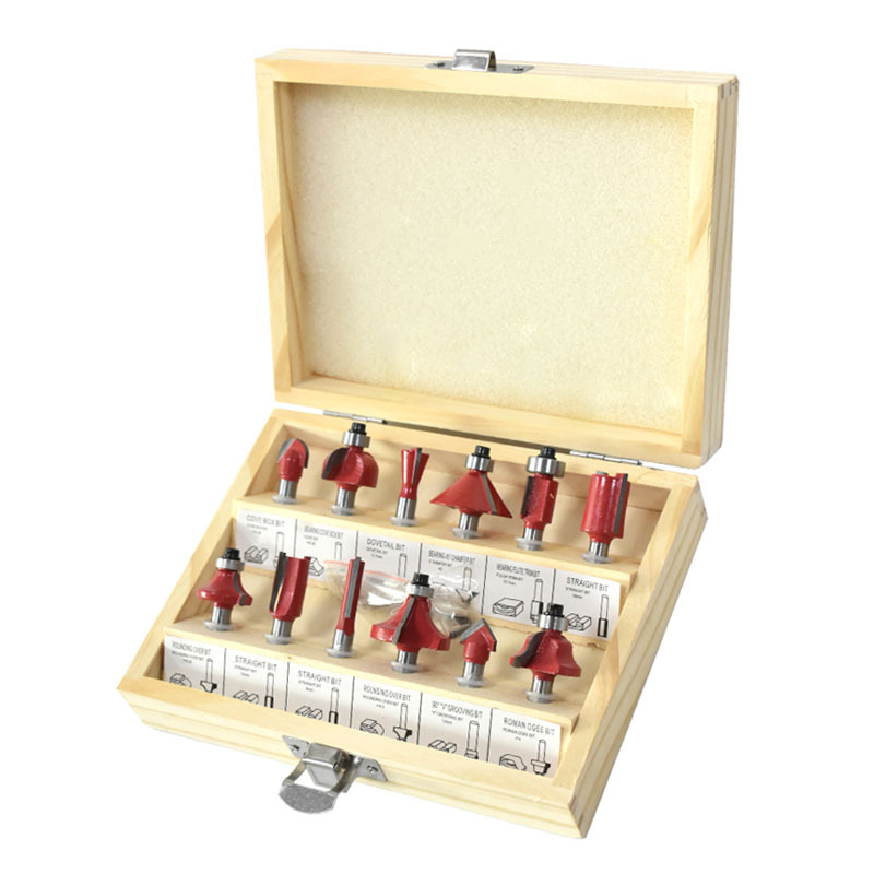 12PCs woodworking milling cutter suit wood board special-shaped trimming carving tools wholesale cross-border machine alloy milling cutter box