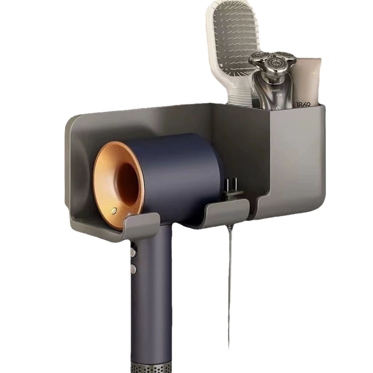 Hair dryer storage rack bathroom punch-free household hair dryer bracket multi-functional wall-mounted Hair Dryer rack