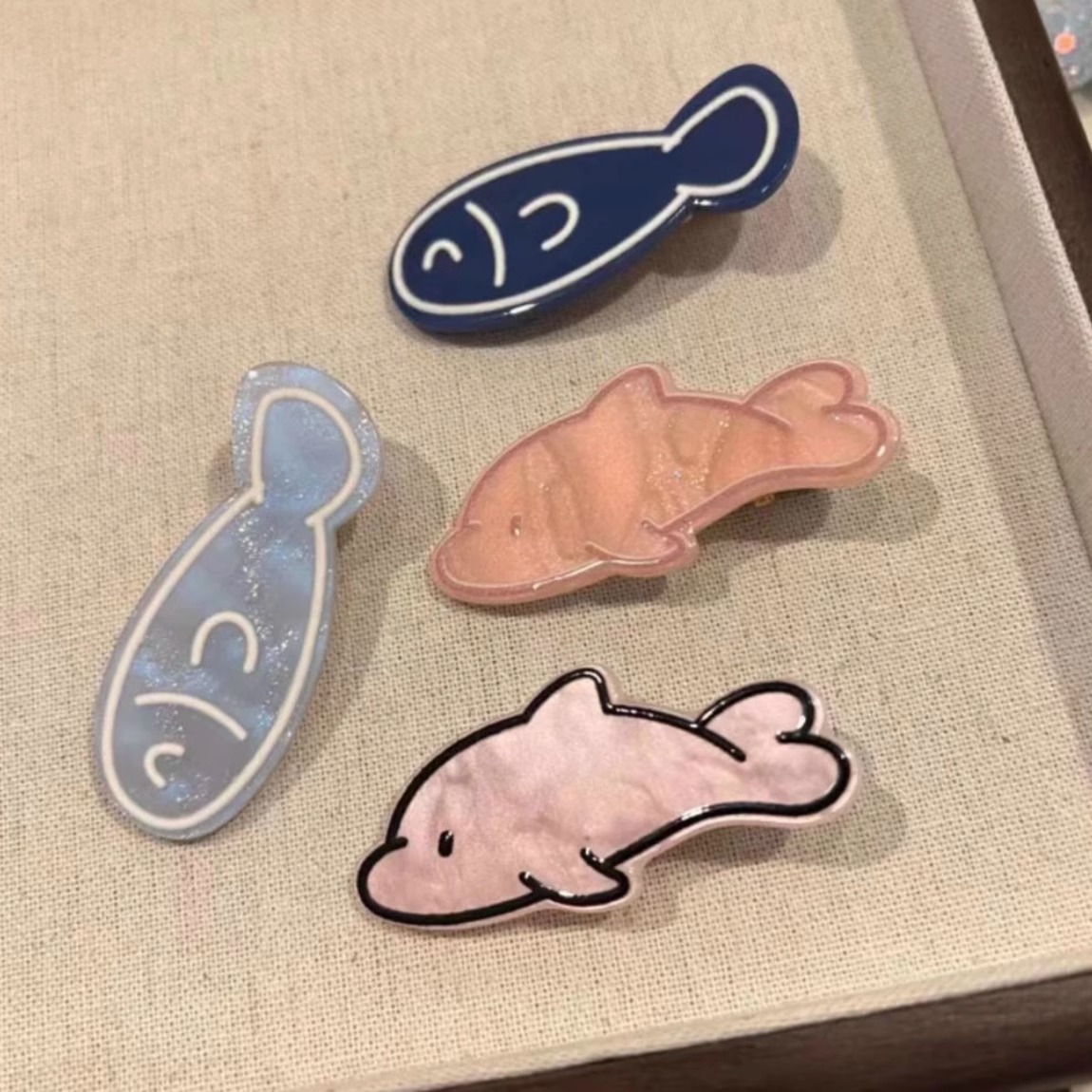 Cute Girl Heart Fish Dried Hair Clip Acrylic Duckbill Clip Hair Accessories 2023 New Bangs Broken Hair Clip Headwear
