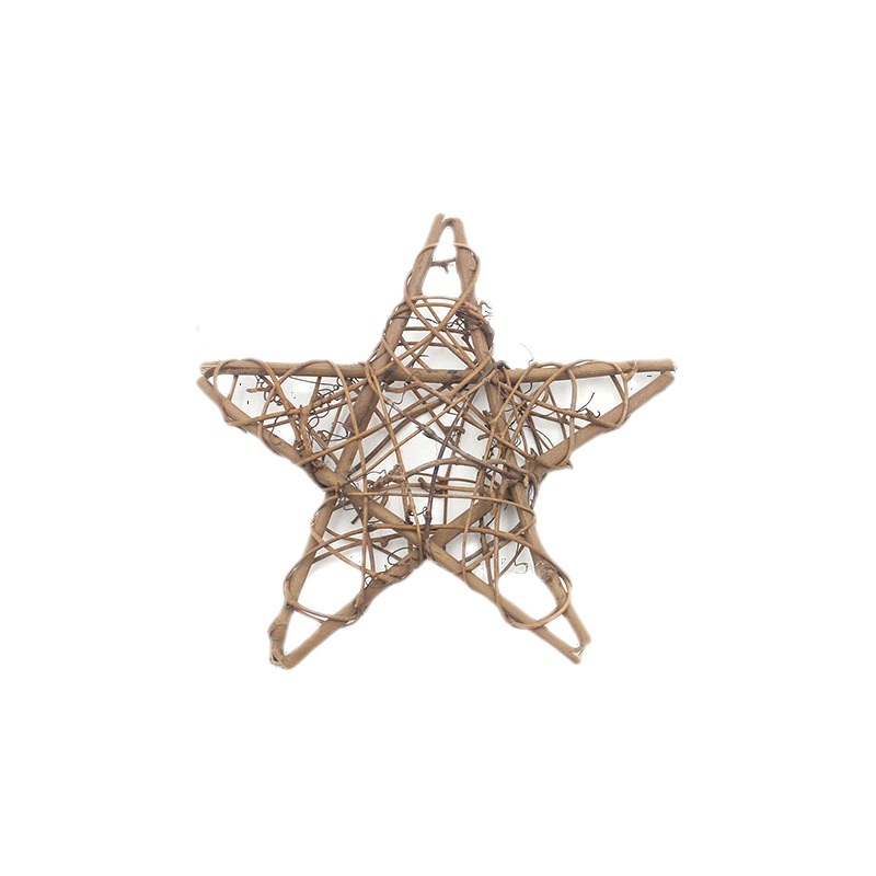 Christmas Rattan Five-pointed Star Festival Decoration Mori Pastoral Kindergarten diy Handmade Eternal Flower Car Hanging Rattan Ring