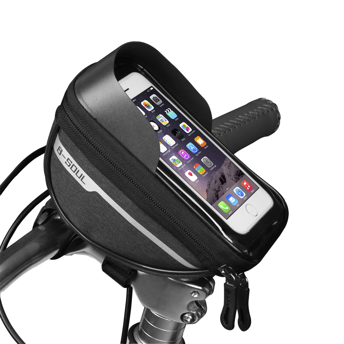 B- SOUL bicycle bag bicycle handlebar bag front beam brim bag riding water-repellent bag touch screen mobile phone bag_voghion.com