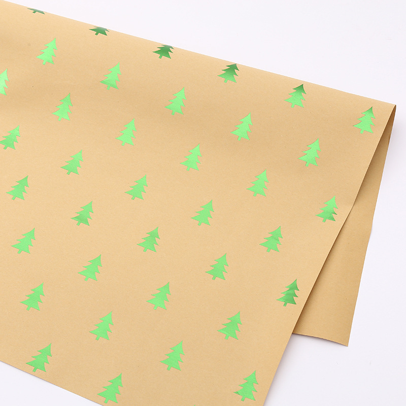 Christmas gift wrapping paper wholesale 100g gilded Kraft paper flower bouquet packaging material gift cross border packaging