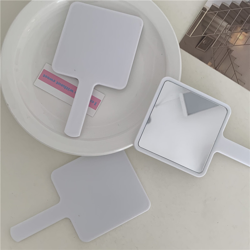 ins simple solid color handle mirror portable makeup mirror high-looking hand-held makeup mirror hand-held small mirror
