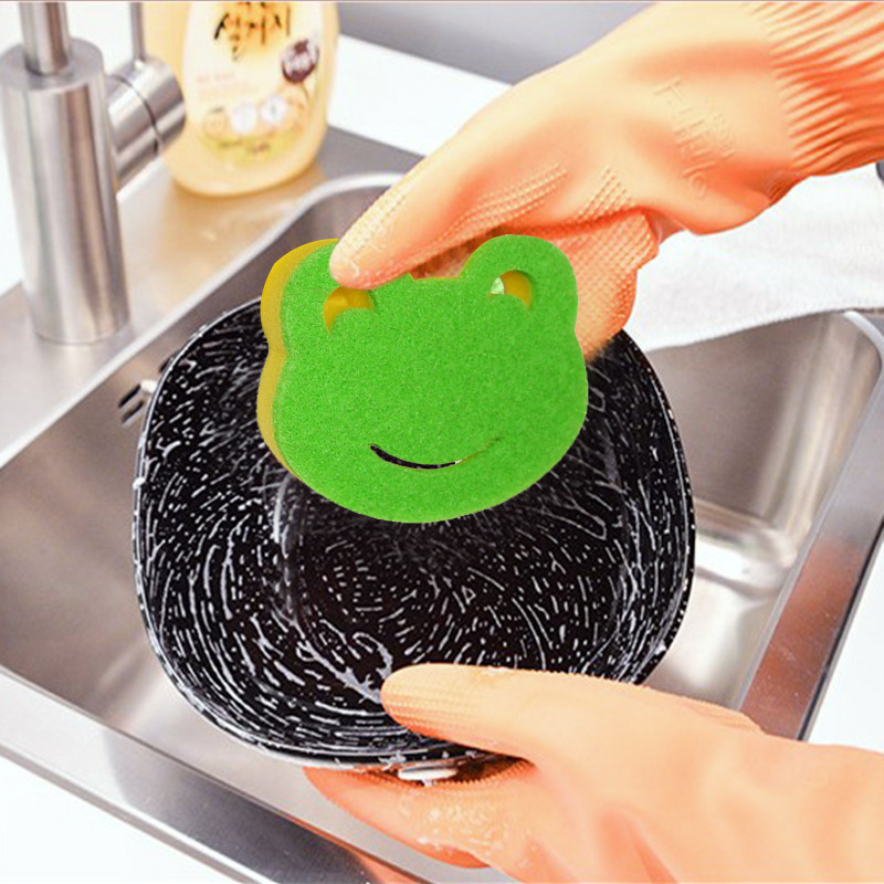 Factory wholesale frog composite magic sponge dish block kitchen brush pot brush bowl cleaning brush