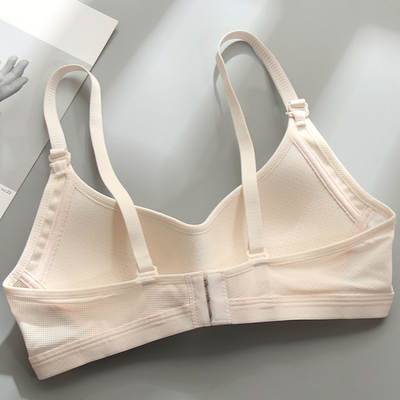 Pure Cotton Glossy Underwear Women's Gathered Anti-sagging Paramilia Korean Style Simple Girls' Non-rimmed Bra for College Students