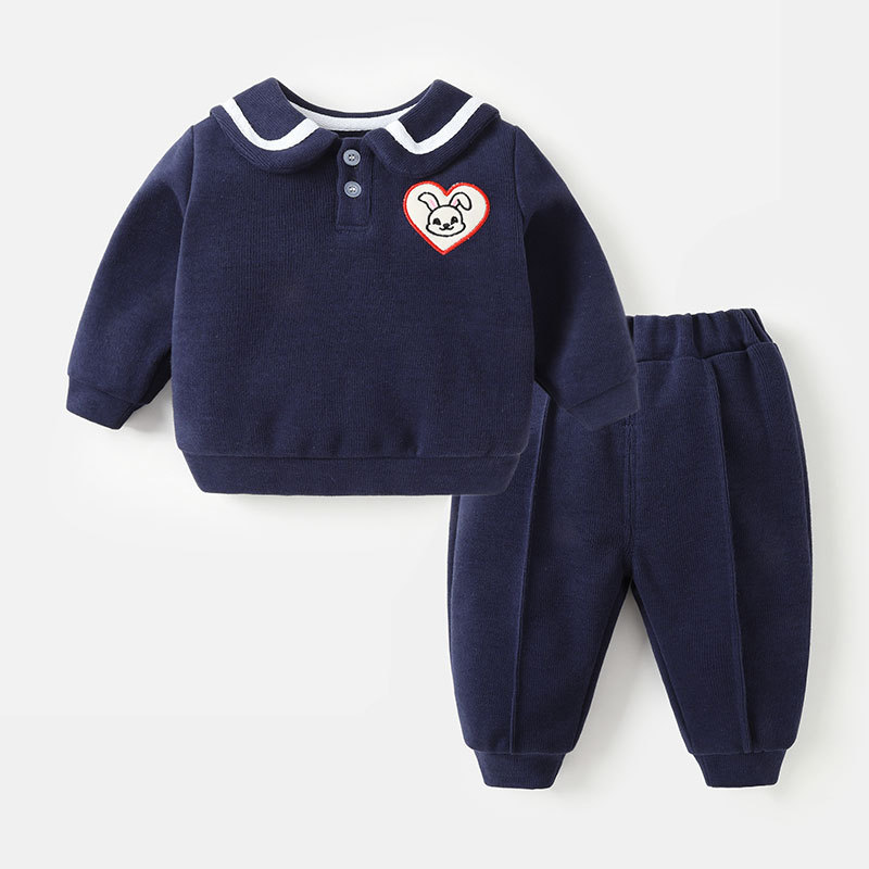嬰兒衣服衛衣套裝洋氣長褲子春裝春秋幼兒男童女寶寶小童兩件套