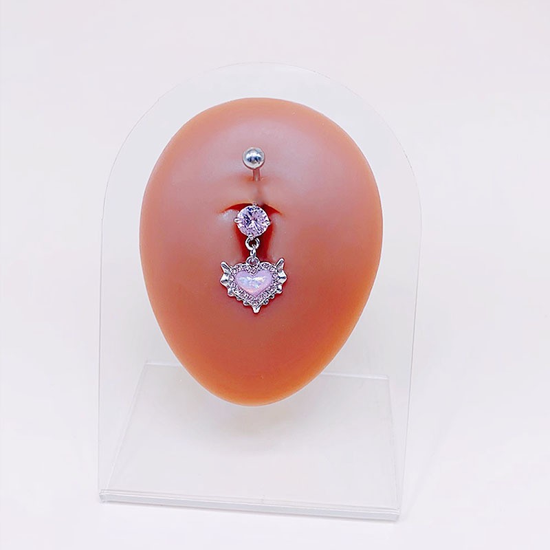 Gaibei European and American cross-border heart-shaped navel ring Opal navel ring nose clip ear studs body piercing jewelry