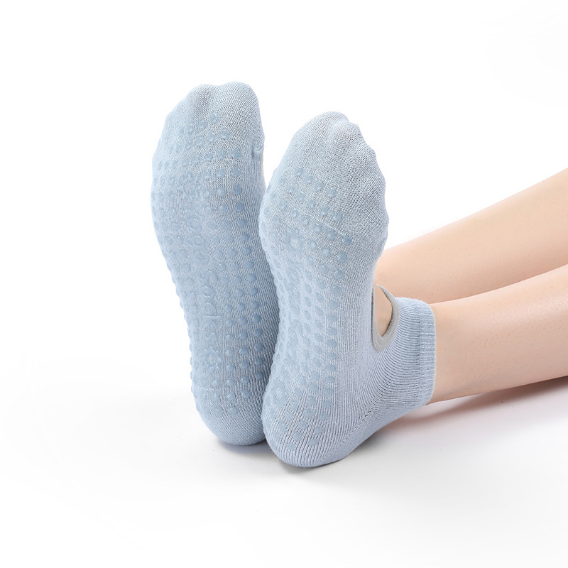 Factory spot professional yoga socks backless Spring and Autumn new non-slip Pilates training short tube floor socks help Generation hair