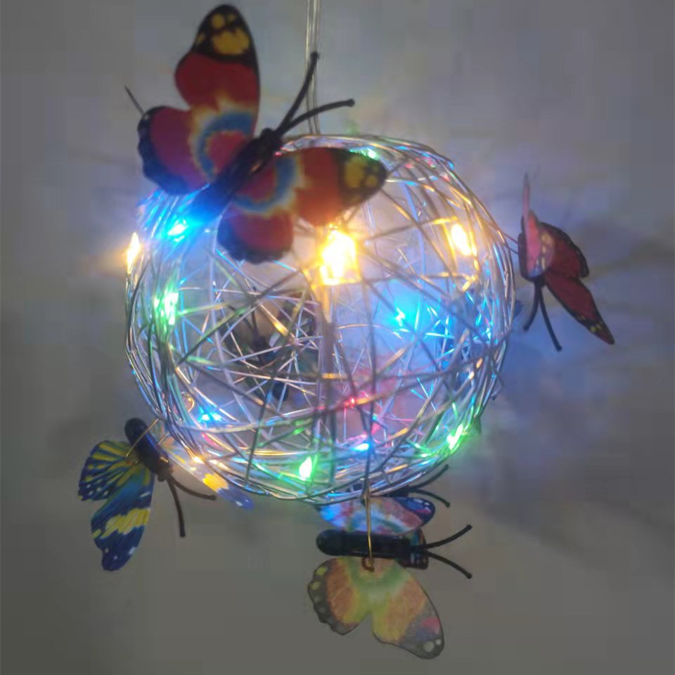 New led solar butterfly hanging tree ball outdoor courtyard garden decorative light ball hanging tree light luminous butterfly