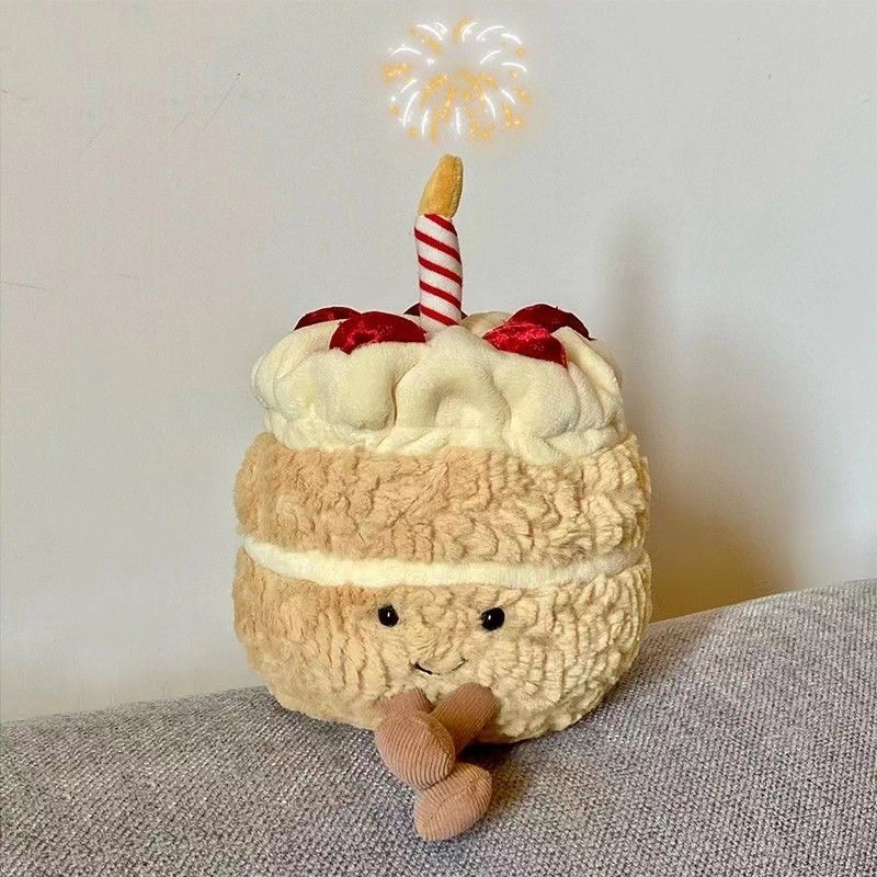 Fun simulation birthday cake doll with music fake cake birthday gift female strawberry luminous small cake wholesale