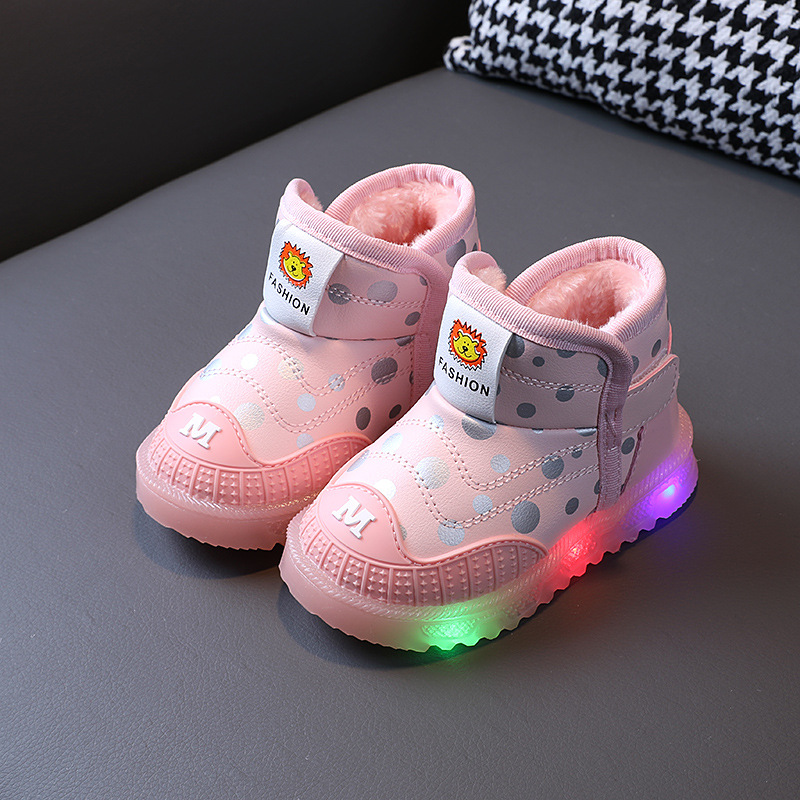 Light-up Snow Boots Women 1-6 Years Old 3 Boys Velvet Padded Cotton Shoes Toddler Shoes Baby Soft-soled Toddler Shoes Tide_voghion.com