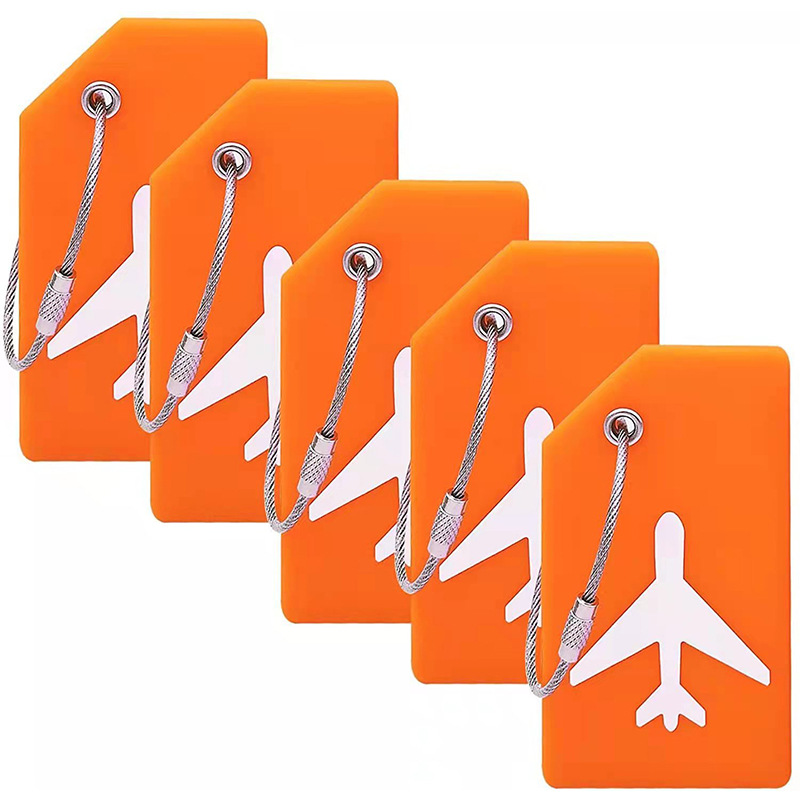 Amazon in stock silicone luggage tag PVC piece lanyard luggage tag flexible glue consignment box tag hot selling aircraft tag