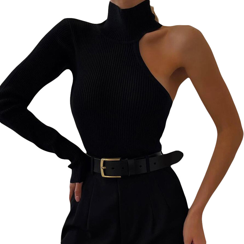 INS European and American-style 2021 Winter new women's fashion shoulder long sleeve round neck slim solid color jumpsuit women