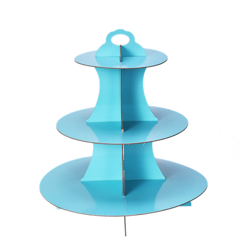 Birthday party wedding party dessert stand three-layer paper monochrome cake stand