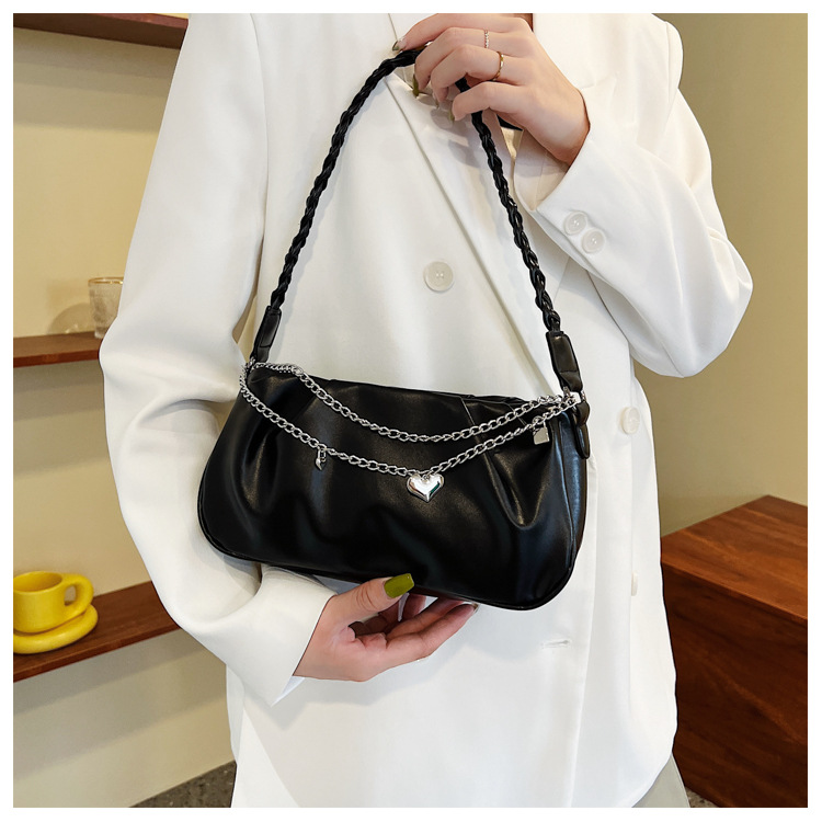 Niche Design Bag Women's Pleated Cloud Square Handbag Simple All-match Small Fresh Style Zipper Chain Underarm Bag_voghion.com