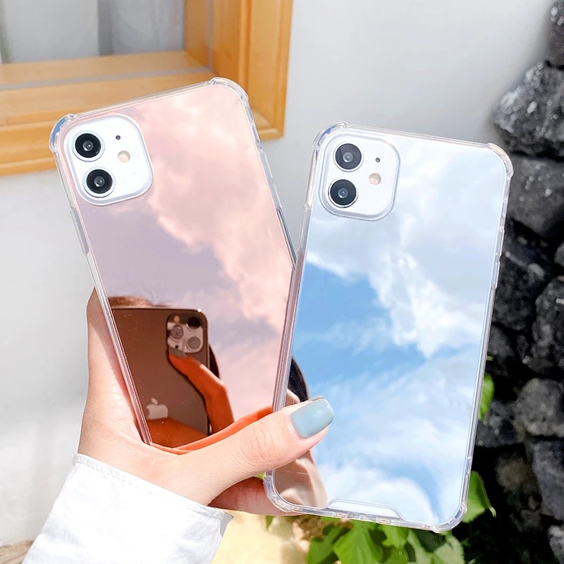 適用iPhone12亞克力鏡面手機殼蘋果11pro四角防摔X二合一14保護套