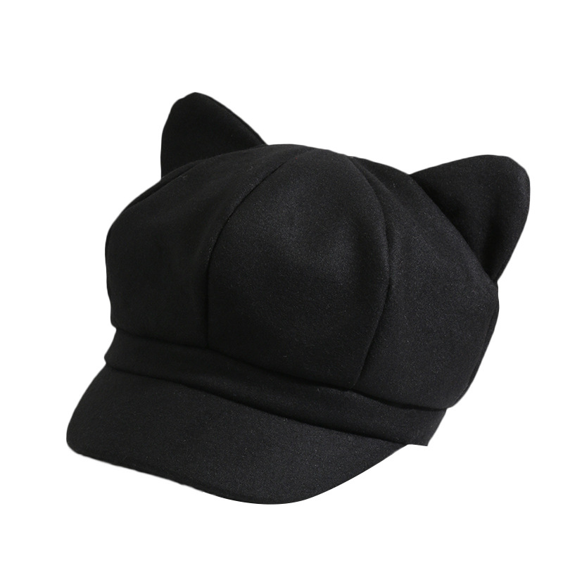 2023 new cat ears hat women's Korean-style versatile breathable wide brim face-looking small baseball cap fashion peaked cap