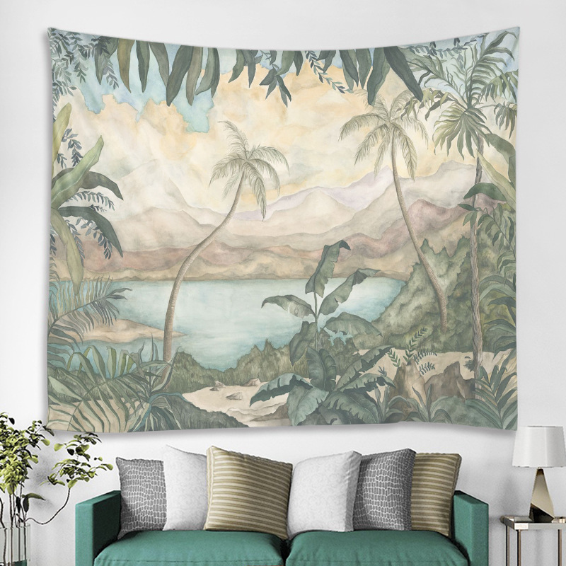 New Forest Tropical Plants Fresh Tapestry Home Wall Decoration Background Cloth Wall Hanging Cloth Hanging Painting