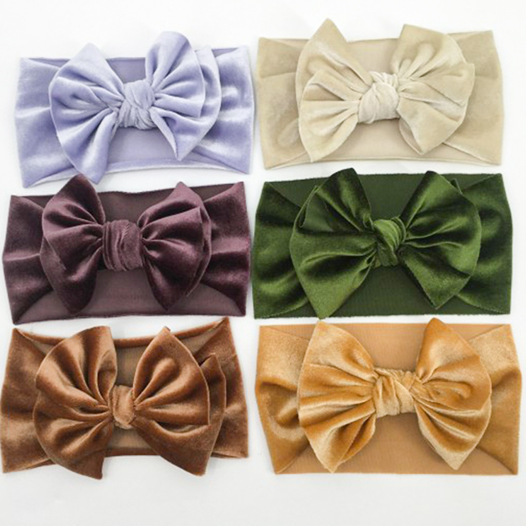 ins New Children's Hair Accessories European and American Golden Velvet Hair Band Double Bow Baby Headband Baby Hair Band