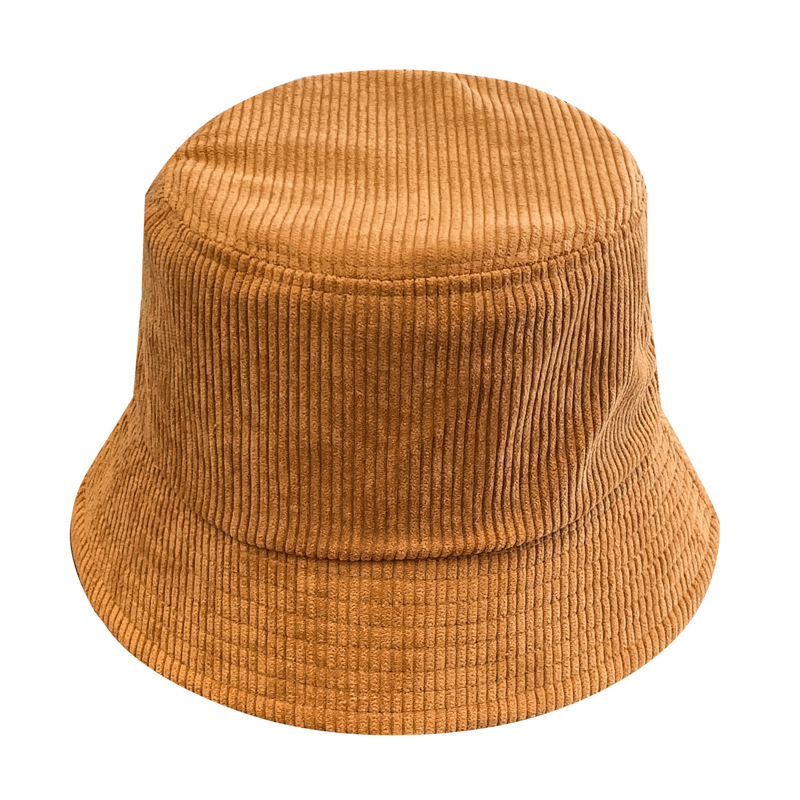 Corduroy fisherman hat custom embroidered logo autumn and winter versatile Street outdoor sun protection basin hat printing