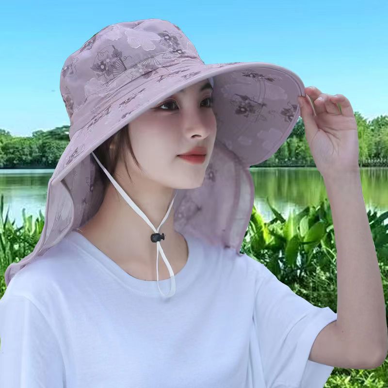Sun Hat sun protection fashion all-match face protection strength UV protection sun hat cover full face tea picking hat New
