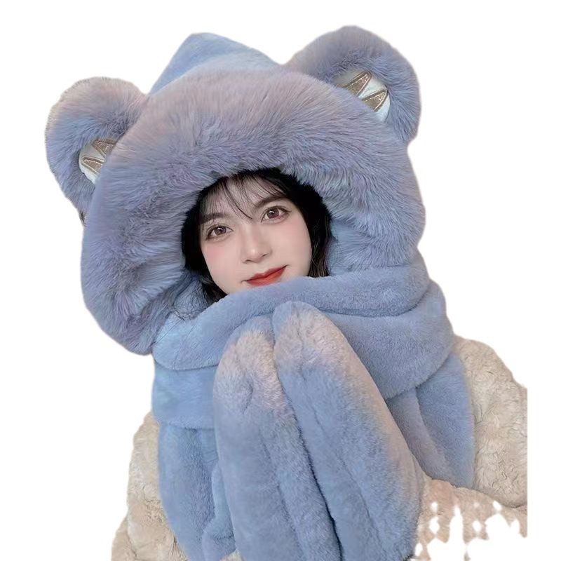 Pacha dog ears moving hat scarf gloves one-piece Winter thickened Sanrio ear scarf one-piece three-in-one