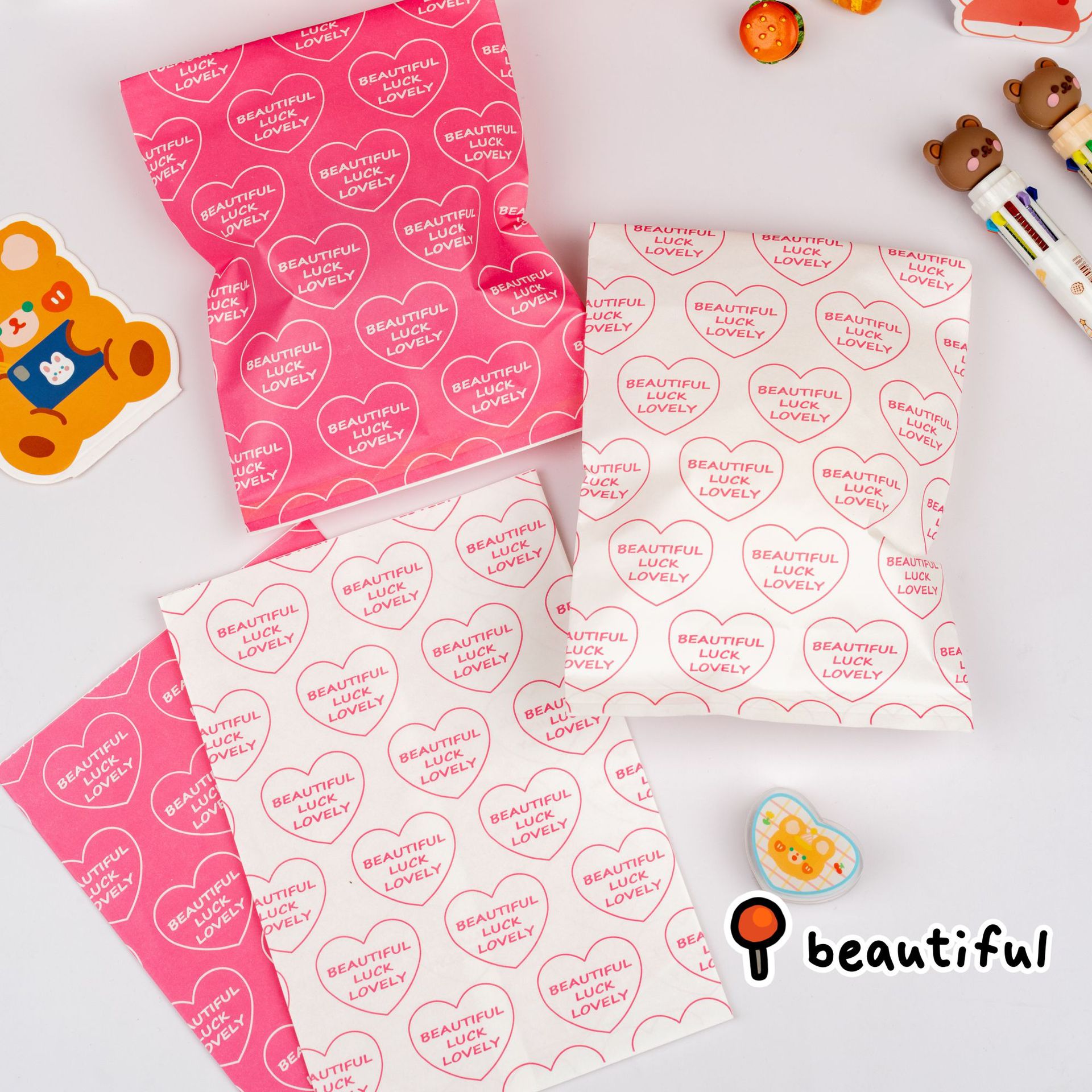 Cute Girl Student ins Gift Bag Baking Candy Bag Biscuit Snacks Cartoon Placement Decorative Storage Paper Bag