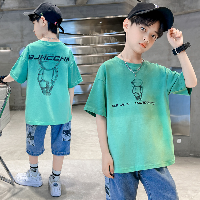 Cotton children's clothing boys' summer short-sleeved T-shirt Korean style loose comfortable new children's summer big children fashionable wholesale