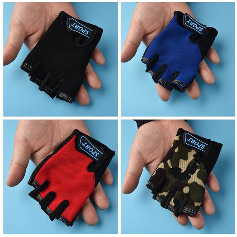Wholesale children's half finger gloves men's outdoor sports thin breathable cartoon riding half gloves women's roller skating performance