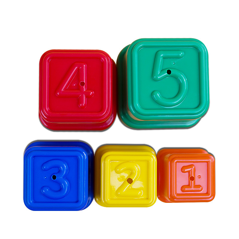 Amazon Explosions Children's Fun Plastic Small Toys 5PCs Enlightenment Educational Rainbow Digital Building Blocks Stacked Music
