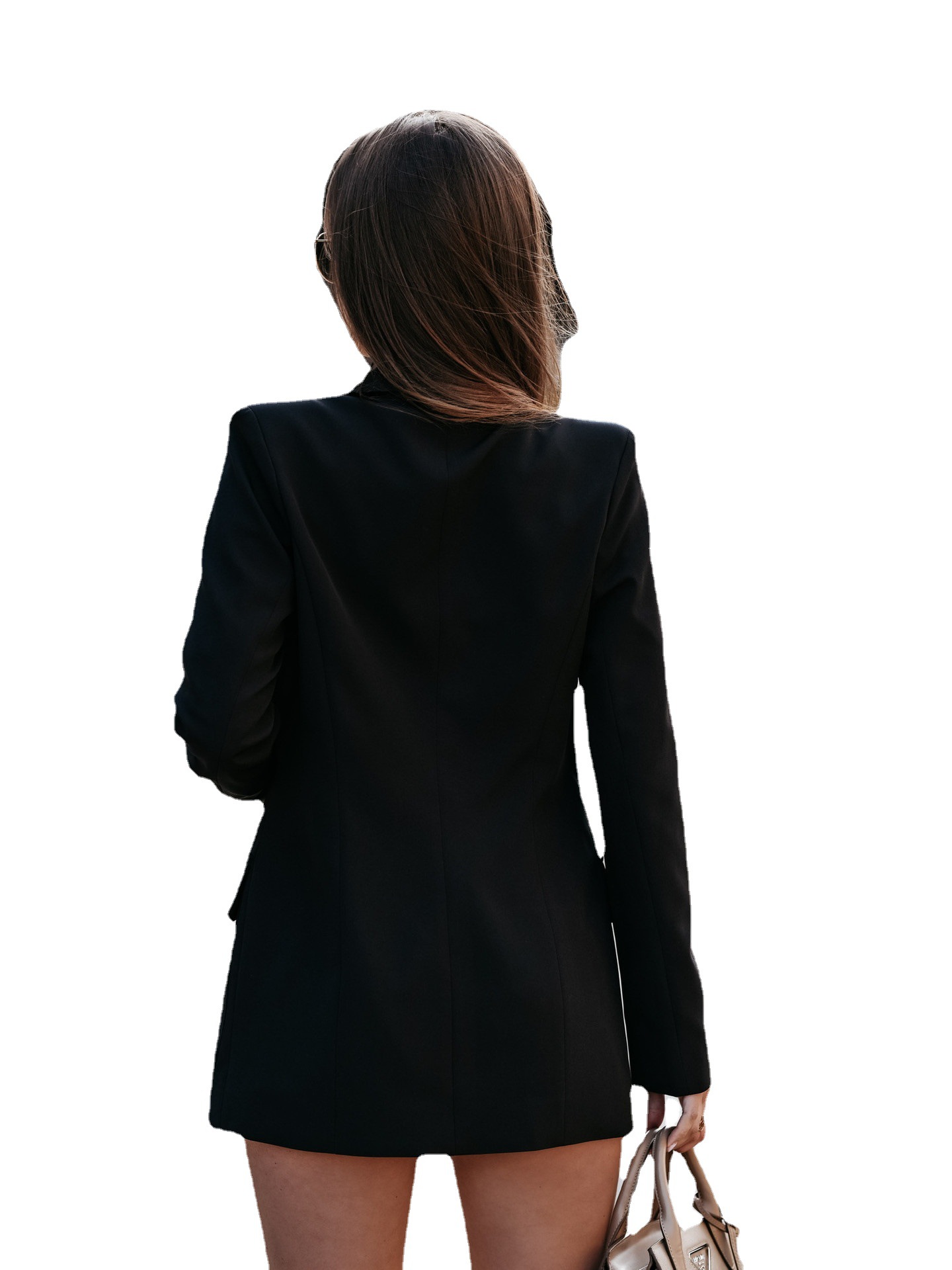 Cross-border foreign trade independent station 2024 autumn and winter OL elegant European and American women's long sleeve suit collar slim fit small suit
