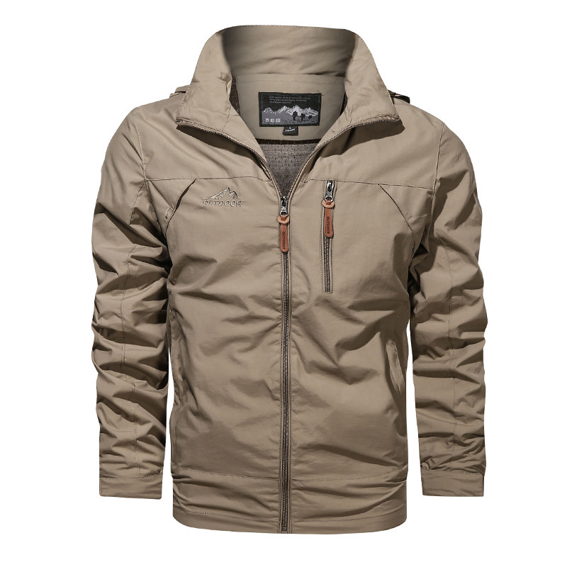 2022 new autumn and winter plus size fleece-lined jacket men's warm windproof waterproof outdoor hooded jacket men's jacket