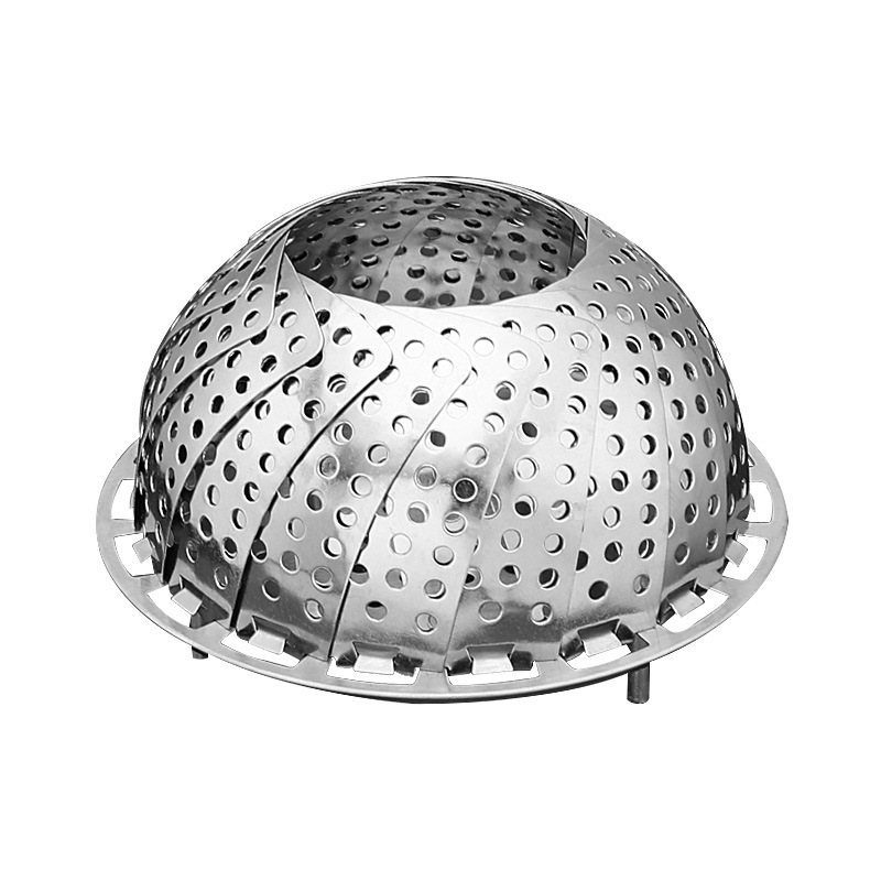 Factory Wholesale Stainless Steel Folding Lotus Steamer Tray Retractable Steamer Fruit Tray Vegetable Drain Tray