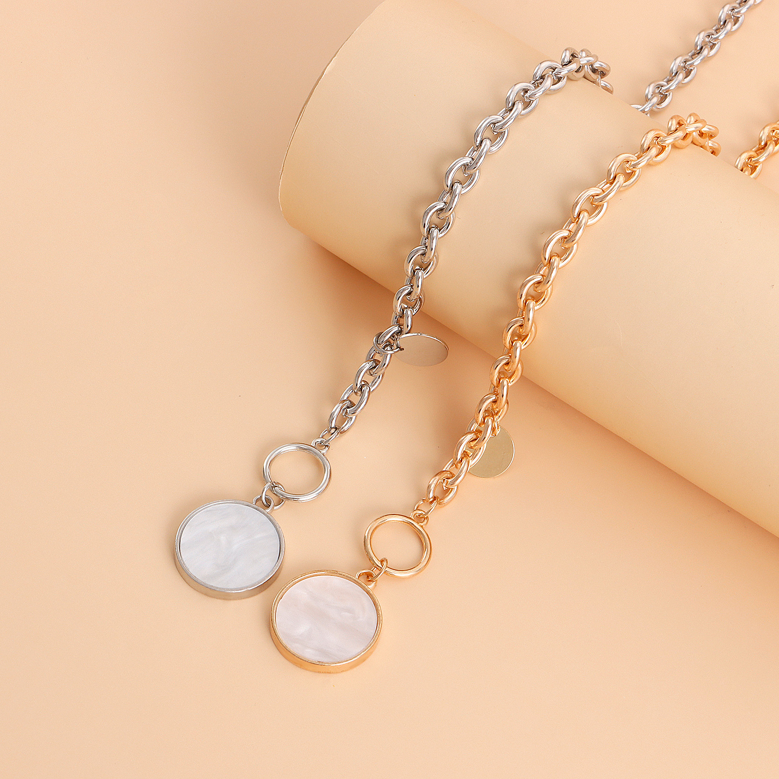 Jewelry punk clavicle chain niche design fritillary necklace women's trendy alloy sweater chain necklace