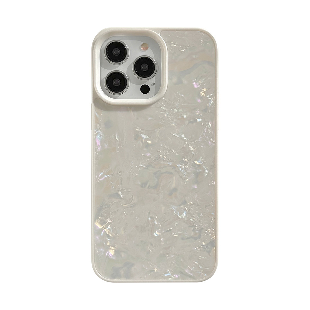 White mother-of-pearl texture iphone13 apple 15 mobile phone case 11 high-end sense 12 applicable 14promax dreamy hard