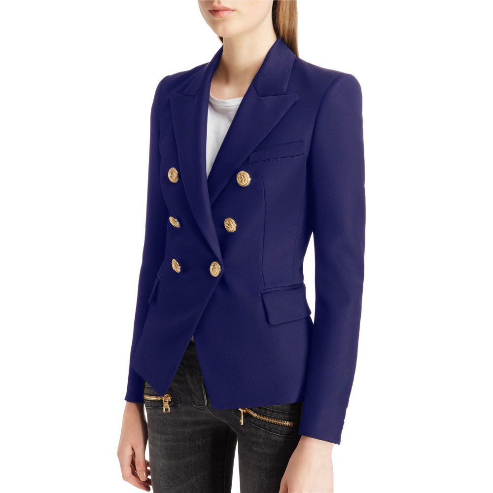 European and American new women's coat 2023 autumn and winter small suit houndstooth suit fashion double breasted coat top