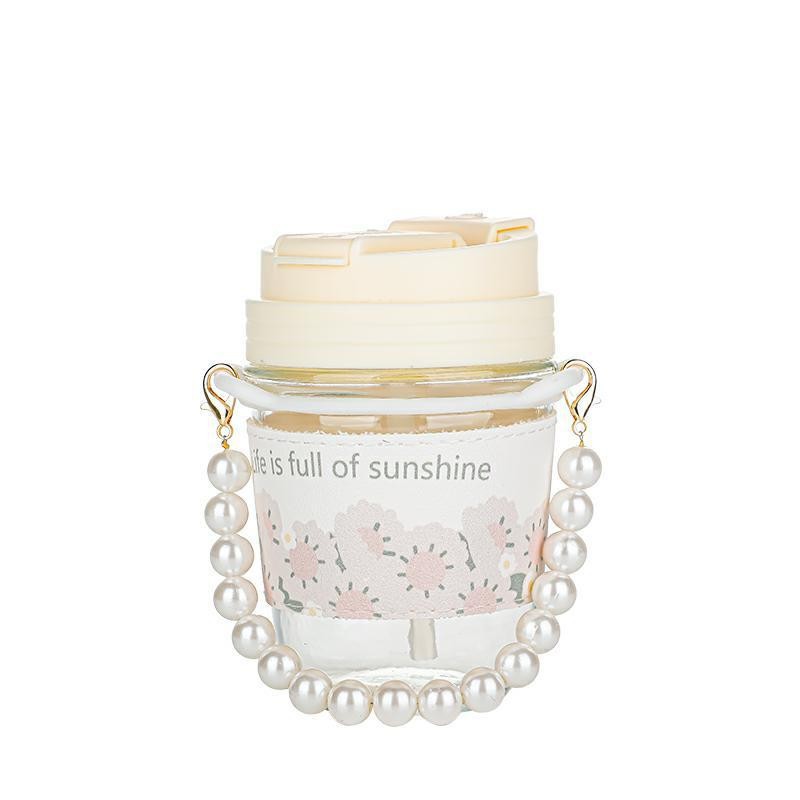 Creative Pearl Bracelet Double Drink Cup ins High Color Value Four Seasons Small Spring Breeze High Temperature Resistant Glass Suction Cup Water Cup None