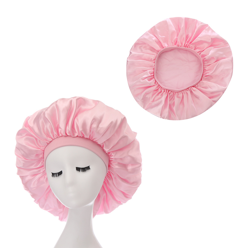 Extra large satin round hat elastic wide brim nightcap solid color chemotherapy hat