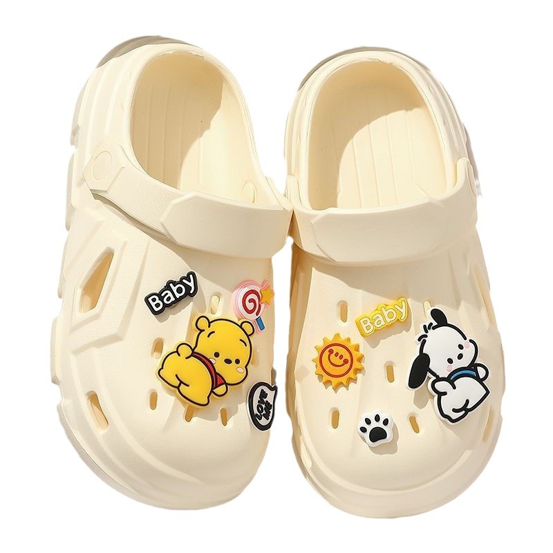 2023 new style drooping hole shoes women's summer wear non-slip thick bottom beach sandals men's and women's closed toe