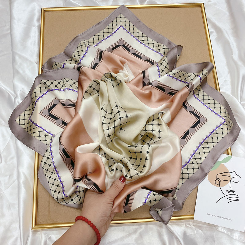 French temperament small square scarf women's imitation silk decorative professional scarf wave point Joker suit silk scarf hair band wholesale