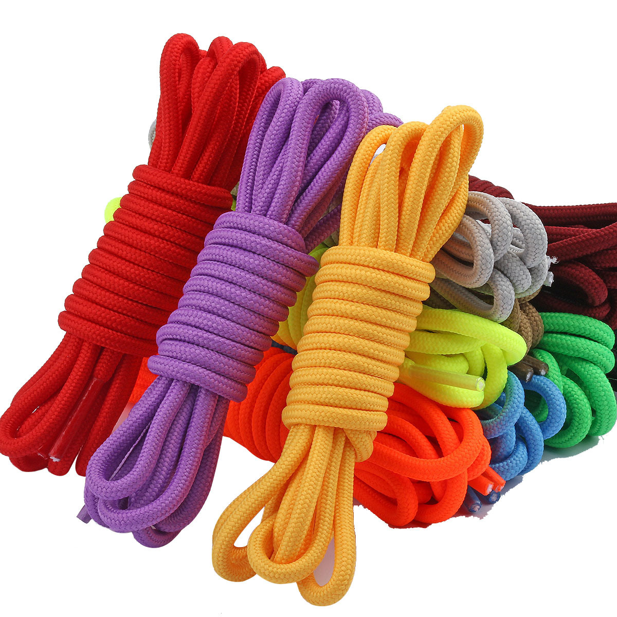 Outdoor hiking shoes with football sports basketball shoelaces casual shoelaces 16 spindles in stock 5mm round rope polyester shoelaces