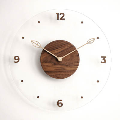 Simple Nordic Wall Clock Creative Solid Wooden Acrylic Glass Home Living Room Wall Clock Decorative Wall Clock