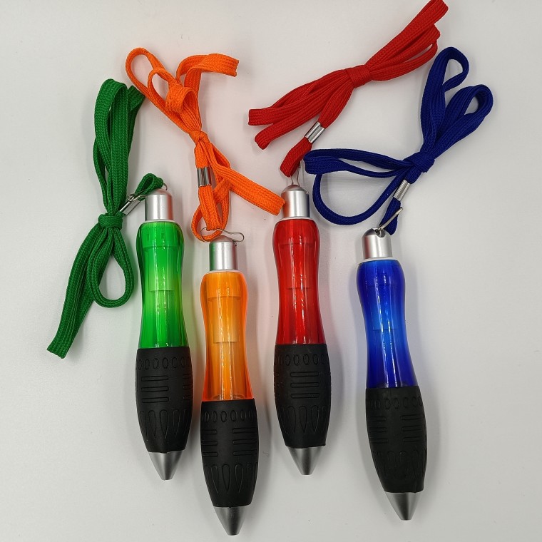 Lanyard ballpoint pen exhibition pen conventional 4 color spot thick ballpoint pen with lanyard logo press ballpoint pen
