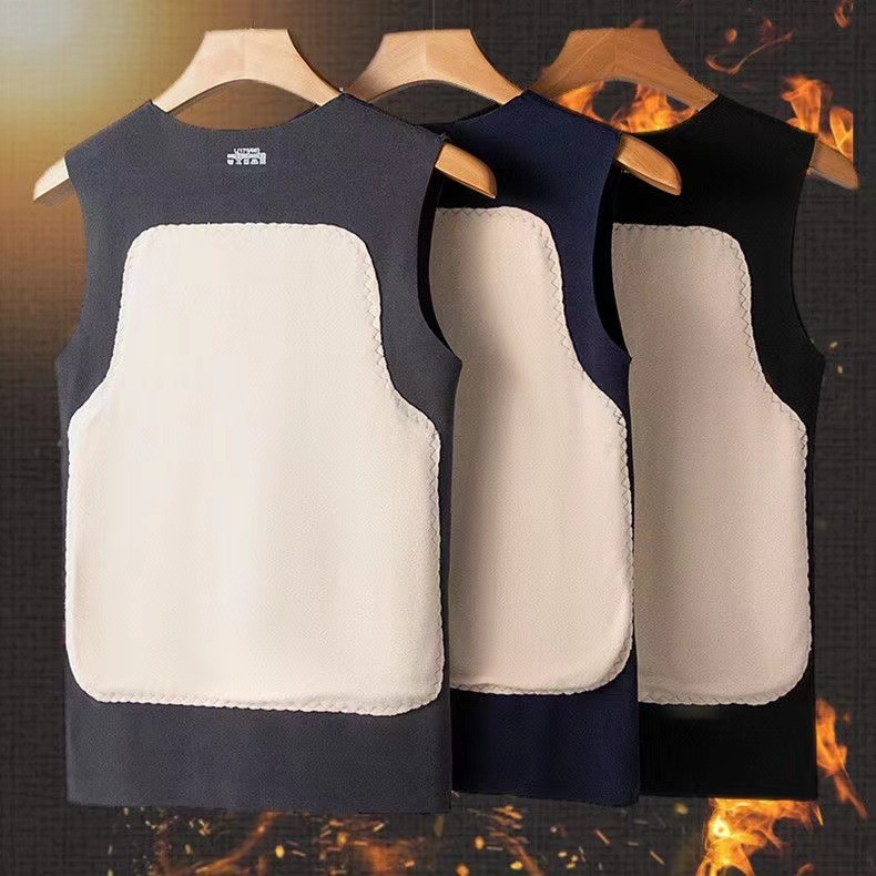Couple's New Patch Vest Men's Traceless Vest fleece-lined Thickened Belly Warm Back fleece-lined Vest Warm Waistcoat
