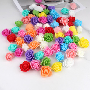 PE rose flower head simulation foam flower 3.5cm wedding gift box Garland decoration Valentine's Day bear fake flower