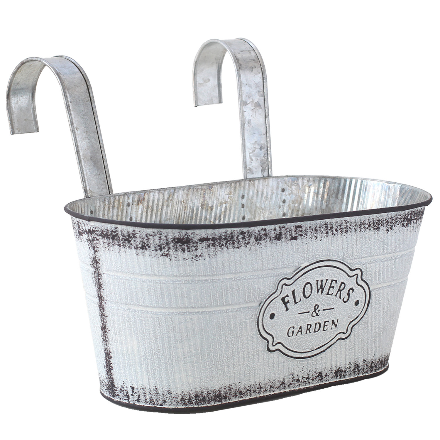 Cross-border retro distressed iron wall-mounted flower pot hanging basket flower hanging hanging European-style decorative oval flower pot